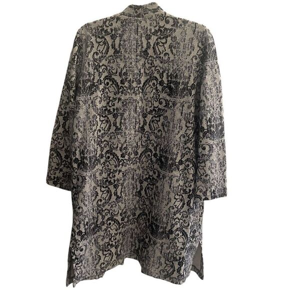 Clara Sun Woo Women’s Long Cardigan Medium Navy Blue Print Pockets Longline USA - Picture 5 of 5